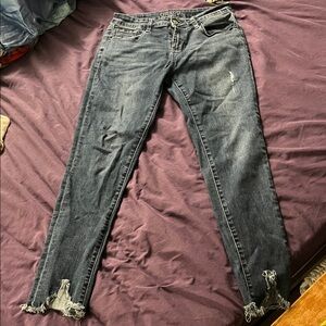 Grace in LA Distressed Blue Women's Skinny Jeans